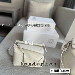 Loeiwe High end Designer Puzle bags for womens 2024 New Geometry Bag Fashion Handheld Shoulder Crossbody Small Cowhide White Womens Bag Original 1:1 with real logo box