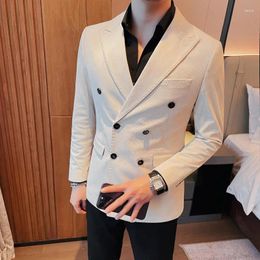 Men's Suits 2024 Spring High-quality Double Breasted Business Suit/Male Slim Fit Corduroy Casual Blazers Jackets/Man Fashion Tuxedo