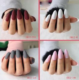 24pcs Acrylic Fake Matte Nail Pure Color Manicure False Nails Full Cover For Short Decoration Press On Nails Art Fake Extension9496586