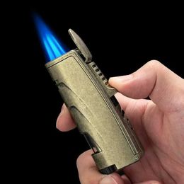 Lighters GUEVARA alloy metal cigar turbo light 3 flame direct spray outdoor windproof butane gas light portable luxury mens gift S24513 S24513