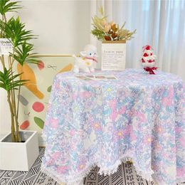 Table Cloth Japanese And Korean Girl Heart Light Luxury Floral Lace Desk Background