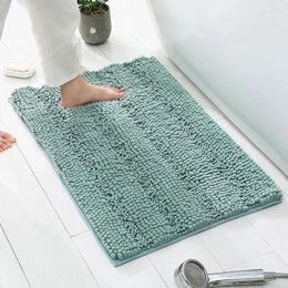 Bath Mats Mat Super Absorbent Chenille Solid Color Bathroom Non Slip Rugs Machine Washable Carpet For Rooms Tubs Home Decor