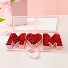 Gift Wrap Creative Mother's Flower Boxes Fillable Cardboard Letter Shaped Empty Packaging With Ribbon Presents Packing Decor