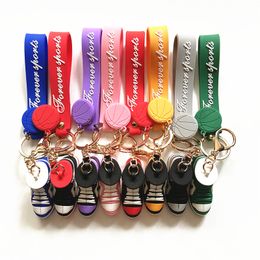Basketball Sneakers Shoes Keychains Designer Straps 3d Stereo Sports Shoe mini PVC Doll Key Ring Pendant Car Bag backpack Pendants Gift 9 Colours Fast Ship
