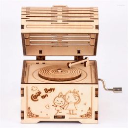 Decorative Plates Manual Music Box Three-dimensional Wooden Puzzle DIY Educational Hand-assembled Toys Home Decoration Holiday Gifts