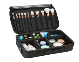 Professional Makeup Brush Case 3 Layers Cosmetic Beauty Artist Organiser Makeup Suitcase Large Space with Shoulder Strap8063093