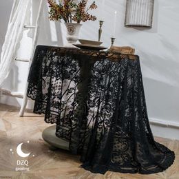 Table Cloth Round White Black Lace Tablecloth Nordic Cover Retro Embroidery Coffee Dining Not Waterproof