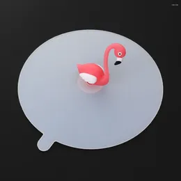 Mugs 11 Cm Lovely Transparent Flamingo Silicone Mug Cover Cup Lids Drink Dust-proof