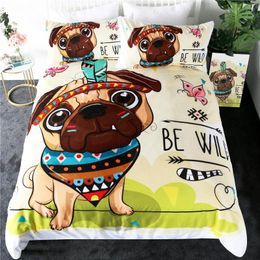 Bedding Sets 3d Cute Pug Set Dog Bed Cover Cartoon Duvet With Pillowcases Adult Kids Home Bedroom Decoration