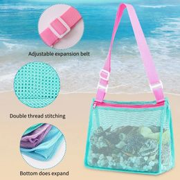 Storage Bags Foldable Protable Children Outdoor Beach Mesh Bag Kids Toys Clothes Sand Away Sundries Organisers
