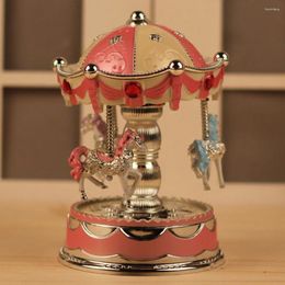 Decorative Figurines Toy Home Decor Baby Room Wedding Birthday Gift Game Party Desktop Music Box LED Carousel Battery Powered Romantic