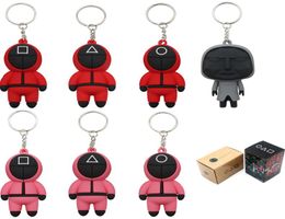 WithNo Box Squid Game Keychain TV Popular Toy Key Ring Chain Jewellery Anime Surrounding Wooden People Pontang Silicone Pendant Bag6389769