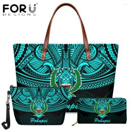 Bag FORUDESIGNS Brand Designer Women Handbag And Wallets Polynesian Tribal Pohnpei Printing Female Shoulder Sac Beach Totes Bolsas