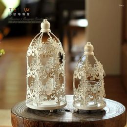 Candle Holders Tyttw American Country Style European Pattern Tower Iron Hollow Glass Candlestick