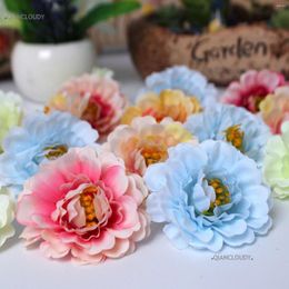 Decorative Flowers 100 Pieces Artificial Carnation Chrysanthemum Peony Silk Heads For Wedding Bride Wreath Headband Decoration Garland D39