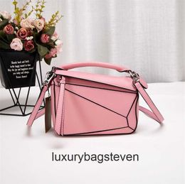 Loeiwe High end Designer Puzle bags for women style mini geometric bag calf leather crossbody handbag patchwork wide shoulder strap pillow women bag Original 1:1 logo