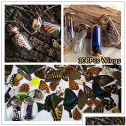 Decorative Objects Figurines 100Pcs/Set Real Natural Specimens Butterfly Wings Diy Jewellery Artwork Art Hand Craft Happy Ing 230810 Dhbst