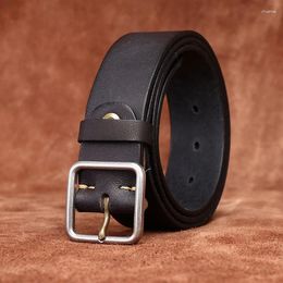 Belts 3.8CM Genuine Leather Belt For Men Designer Stainless Steel Buckle Jeans Cowskin Retro Casual Cowboy Waistband Male