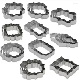 Baking Moulds Sugar Biscuit Mold 4Pcs Plaque Cutter Cookies Frame DIY Cake Oval Square Rectangle Fancy Stainless Cookie Mould Set