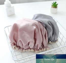 Solid Colour Shower Cap for Long Hair Waterproof Mould Washable Hair Cover Women and Girls7527046