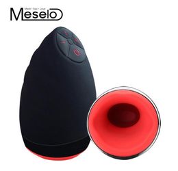 Meselo 6 Speeds Lick Suck Automatic Sex Machine Oral Male Masturbation Cup Vibrating Intelligent Heat Realistic Sex Toys For Men Y1891475