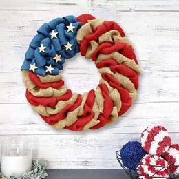 Stars Striped Flowers Decorative Wreaths & Wall Decor Door Garland Window Wreath Hanging Front American Independence Day Wedding Party Home