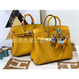 Designer Bag Handsewn Handmade Platinum Family Handheld Women's Bk25bk30epsom Cowhide 9d Amber Yellow S26F