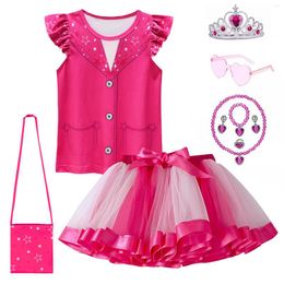Clothing Sets Toddler Children Flying Sleeve Suit Baby Girl Cosplay Costume Carnival Easter Tutu Skirt Princess Birthday Outfits 4-8Y