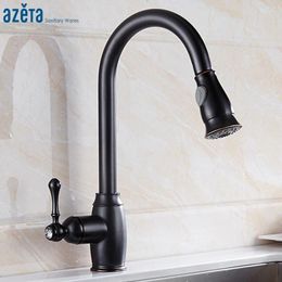 Kitchen Faucets Azeta ORB Pull Out Water Mixer Tap 360 Degree Swive Double Sprayer Sink Faucet Torneira AT9984OB