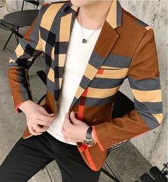 High quality Korean casual business party shopping travel party mens clothing mens slim fit suit jacket 240510