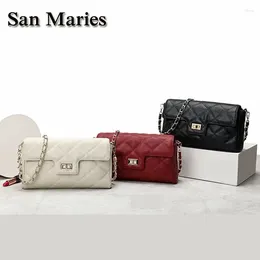 Shoulder Bags San Maries Luxury Handbags Cow Leather Chain Mobile Cell Phone Crossbody Messenger Small Women Clutches