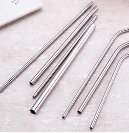 50pcs Stainless Steel 85quot 105quot Straight bend Drinking Straw dia 6mm 8mm 12mm Straws Metal Bar Family kitchen1948380