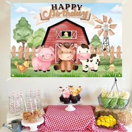 Party Decoration Farm Animal Style Birthday Background Cloth Theme Supplies Banner C