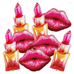 Red 8Pcs Giant Lipstick Decoration Party Balloon Lips Balls Wedding Makeup Theme Girls Valentine's Day Birthday Bridal Decor