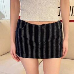 Skirts Vertical Stripes Mini Skirt Women Summer Trending Fashion Clothes 2024 Cotton Girls Cute 2000s Y2K Vintage Short