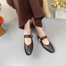 Casual Shoes Birkuir Retro Mary Jane Pointed Toe Women Flats Luxury Soft Soles Comfort Flat Heel Hook Loop 2024 Genuine Leather