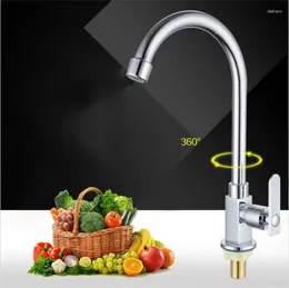 Kitchen Faucets G1/2 Brass Faucet Wash Basin Single Cold 360 Degree Rotating Large Arc Sink Tap Bathroom Sanitary Fittings