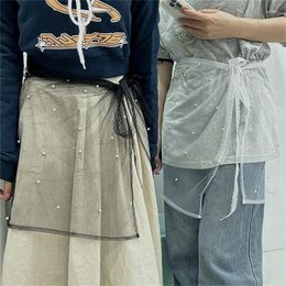 Skirts Women Stackeds Wearing Skirt Half Length Sheer Layered Gauzes Shirt Extenders Apron Wrap Streetwears H7EF