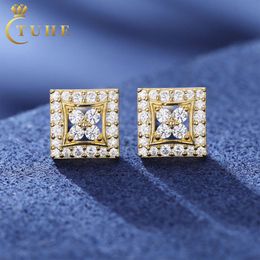 2024 New Arrival Wholesale Sterling Sier VVS Moissanite Diamond Four Leaf Clover Square Geometric Stud Earrings Men Women