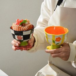 Mugs Irregular Tulip Shaped Juice Ice Cream Dessert Cup Handmade Ceramic Fruits Smoothie Bowl Novelty Porcelain For Milk Pudding