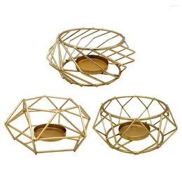 Candle Holders 3D Geometric Gold Polished Tealight Holder Table Top Centerpieces Weddings Event Party Decor Candleholder Stand