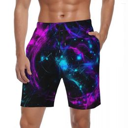 Men's Shorts Neon Galaxy Board Summer Purple And Blue Sports Beach Short Pants Man Fast Dry Casual Pattern Plus Size Trunks