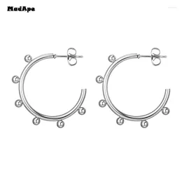 Hoop Earrings Stainless Steel Smooth Ear Buckle Round Thick Hoops For Women Piercing Earings Gift Fashion Jewelry 25mm