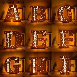 Night Lights Couples Light Lamp Mother Personalised Name Customised Wooden 26 with Home LED Gift Childrens Decoration Night Star Message Wall Bedroom S240513