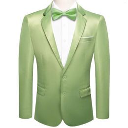 Men's Suits Hi-Tie Green Jacquard Solid Mens Suit Shawl Collar Tuxedo Blazers Jacket Coat Groom Dress For Wedding Business With Bowtie