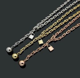 Pendant Necklaces Titanium Steel T 18K Gold Plating HardWear Lock Ushaped Men Women Thick Chain Necklace fashion9010033