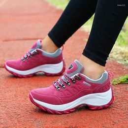 Casual Shoes Women's Platform Slope Heel Fashion Hiking Outdoor Lace Up Anti Slip Running Tennis Woman Trend 2024 Sneaker