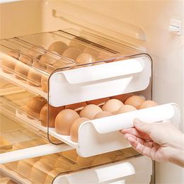 Storage Bottles 32 Grids Refrigerator Egg Box Drawer-Type Transparent Household Double-Layer Tray Kitchen Fresh-Keeping