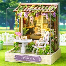 Architecture/DIY House 2024New Diy Mini Wooden Dollhouse With Furniture Light Doll House Casa Roombox Miniature Items maison For Toys Birthday Gifts