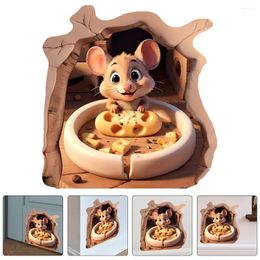 Decorative Figurines Mouse Wall Sticker Hole Decal 3D Realistic Fun Art Living Room Nursery Bedroom Kids